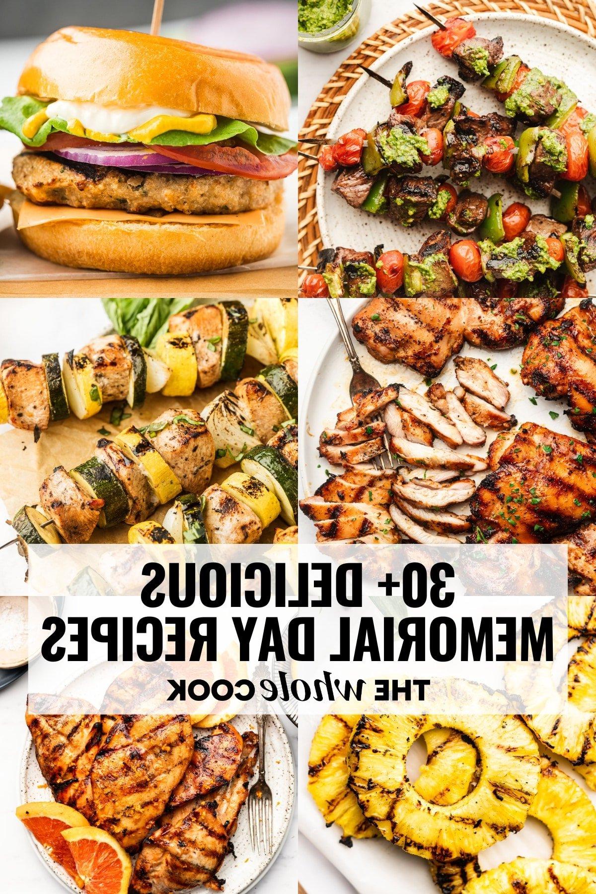 Sommerliche Grillgerichte und frische Salate auf einer Festtafel