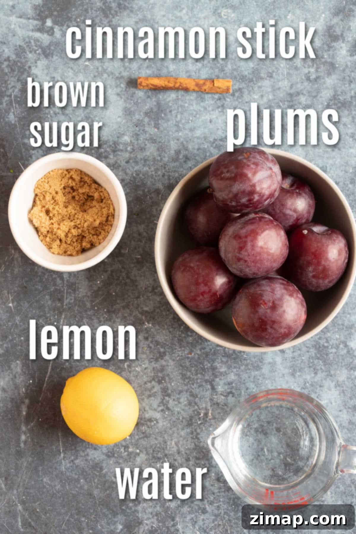 Εύκολη Κομπόστα Δαμάσκηνων 3 Ingredients needed to make stewed plums.