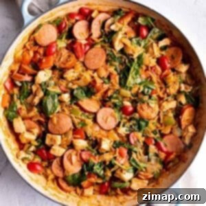 Κριθαράκι με Κοτόπουλο Κάτζουν 6 Μια πάστα orzo γεμάτη κοτόπουλο, λουκάνικο και σπανάκι.