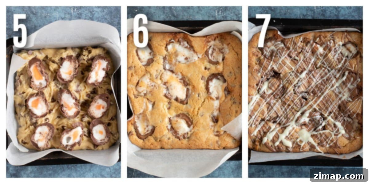 Εύκολα Μπλοντις με Αυγά Cadbury Κρέμας 6 Ψημένα blondies με αυγά Cadbury Creme στο ταψί.