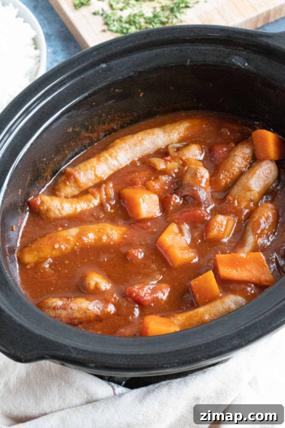 Εύκολο Πιάτο Λουκάνικου Σιγανής Κουζίνας 7 Sausage casserole in crockpot.