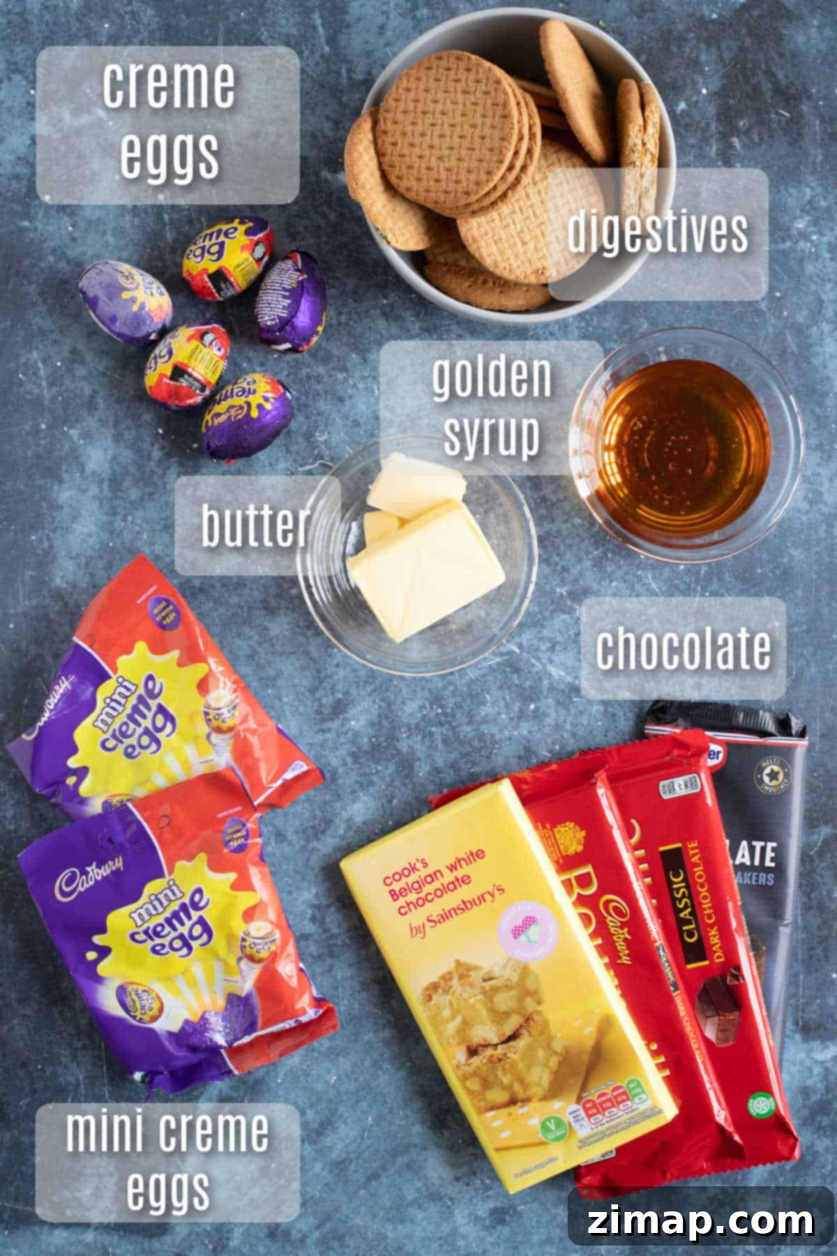 Η Απόλυτη Συνταγή Τίφιν με Αυγά Κρέμας Cadbury 3 Υλικά για το tiffin με Creme Eggs.