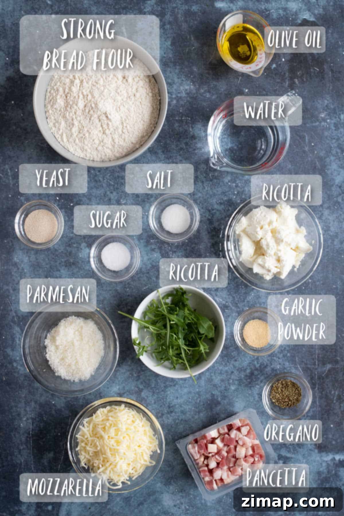 Η καλύτερη λευκή πίτσα 3 Συστατικά για pizza bianca.