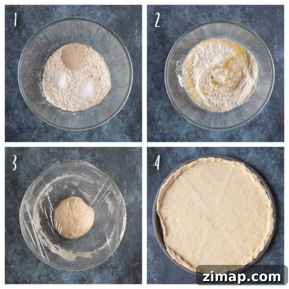 Εύκολη Ζύμη Πίτσας με Απλό Αλεύρι 4 Making pizza dough.