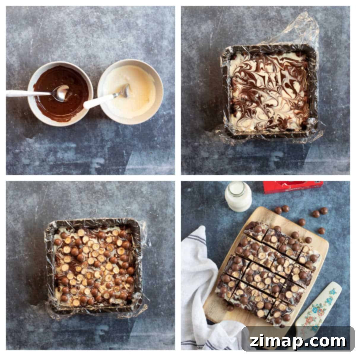 Το Αξεπέραστο Μπισκοτογλυκό Μαλτέζερ 6 Chocolate swirl topping for the tiffin.