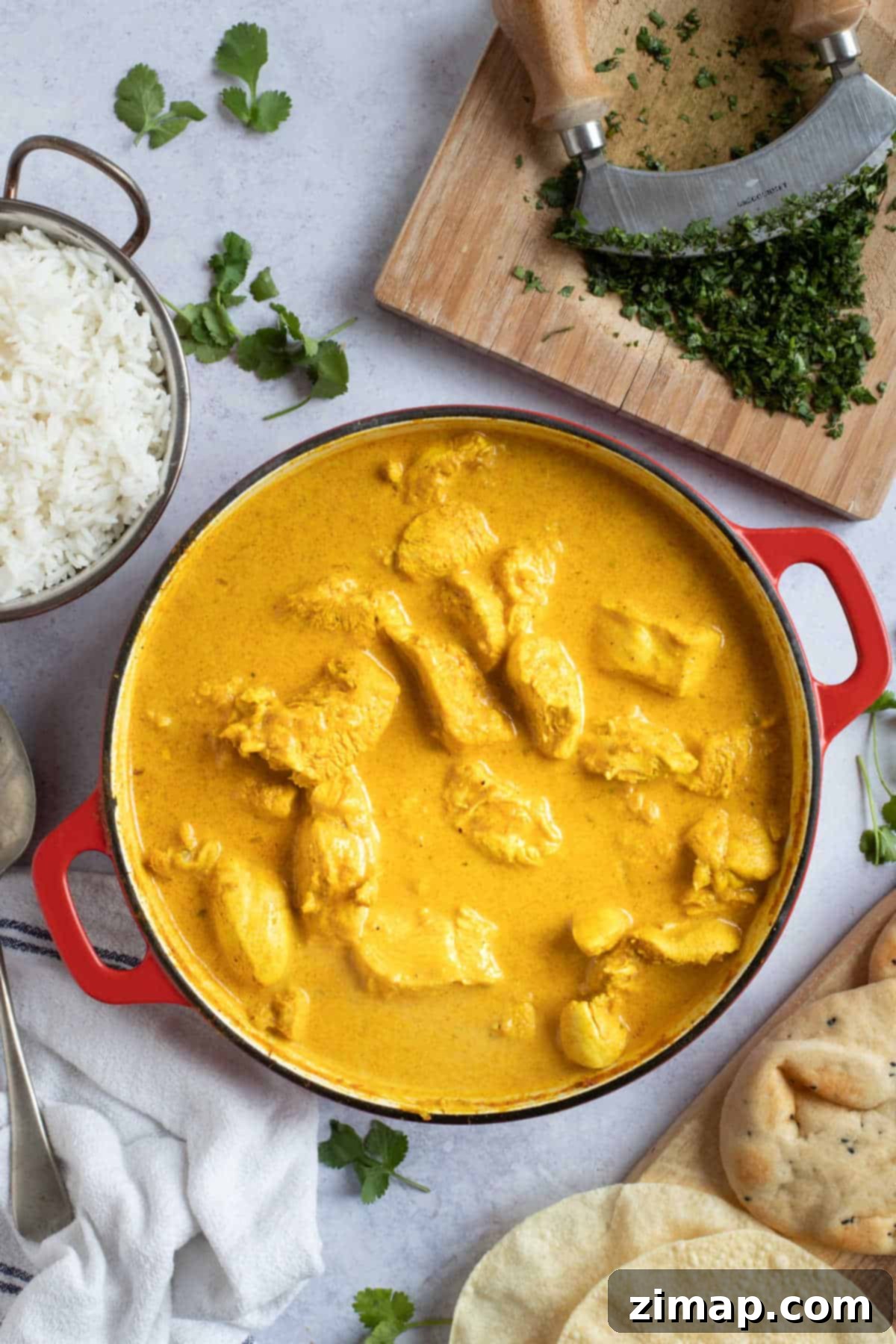 Εύκολο Κοτόπουλο Κόρμα 2 Korma Κοτόπουλο με ρύζι μπασμάτι.