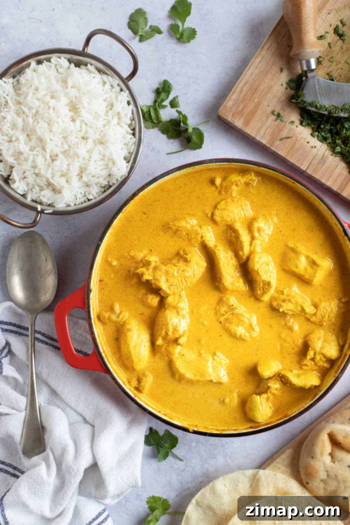 Εύκολο Κοτόπουλο Κόρμα 12 Korma κοτόπουλο με ρύζι μπασμάτι.
