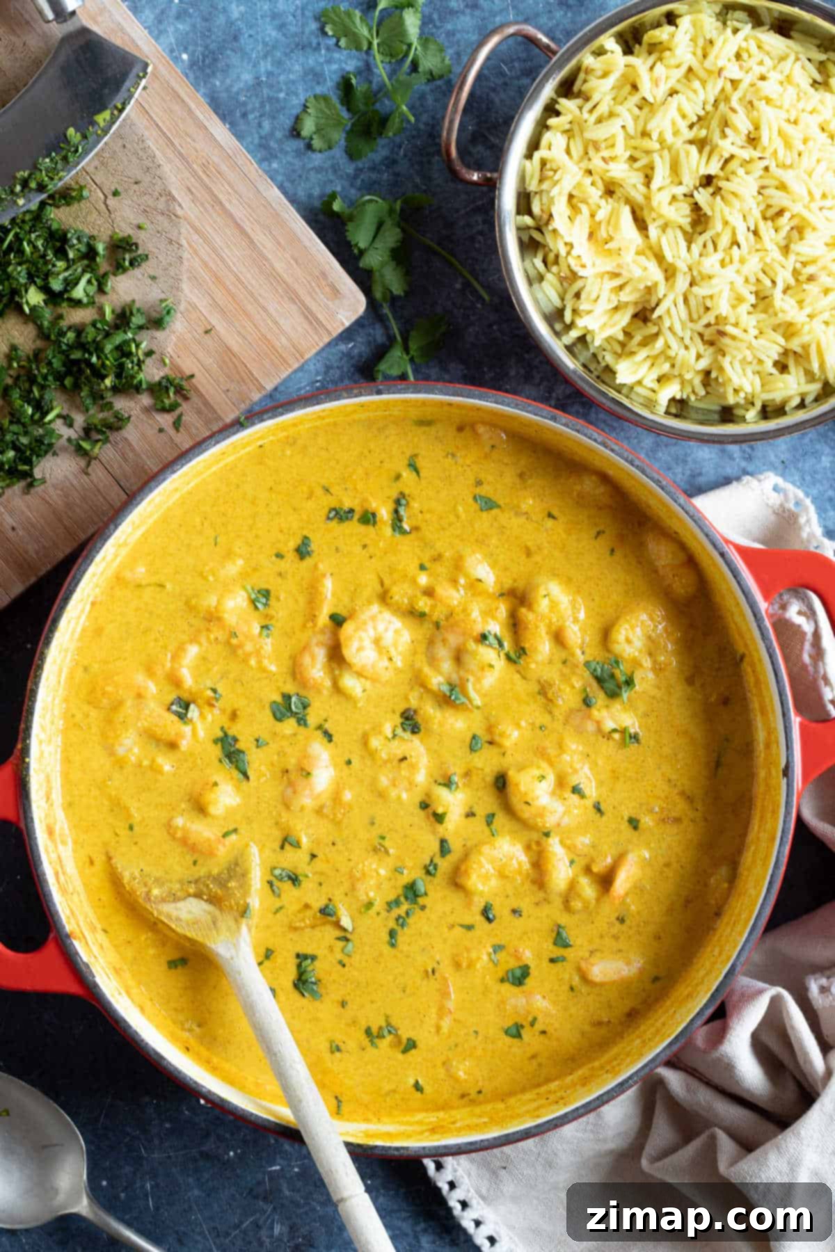 Εύκολη Κόρμα Γαρίδας 6 Κάρυ γαρίδας με ρύζι pilau.