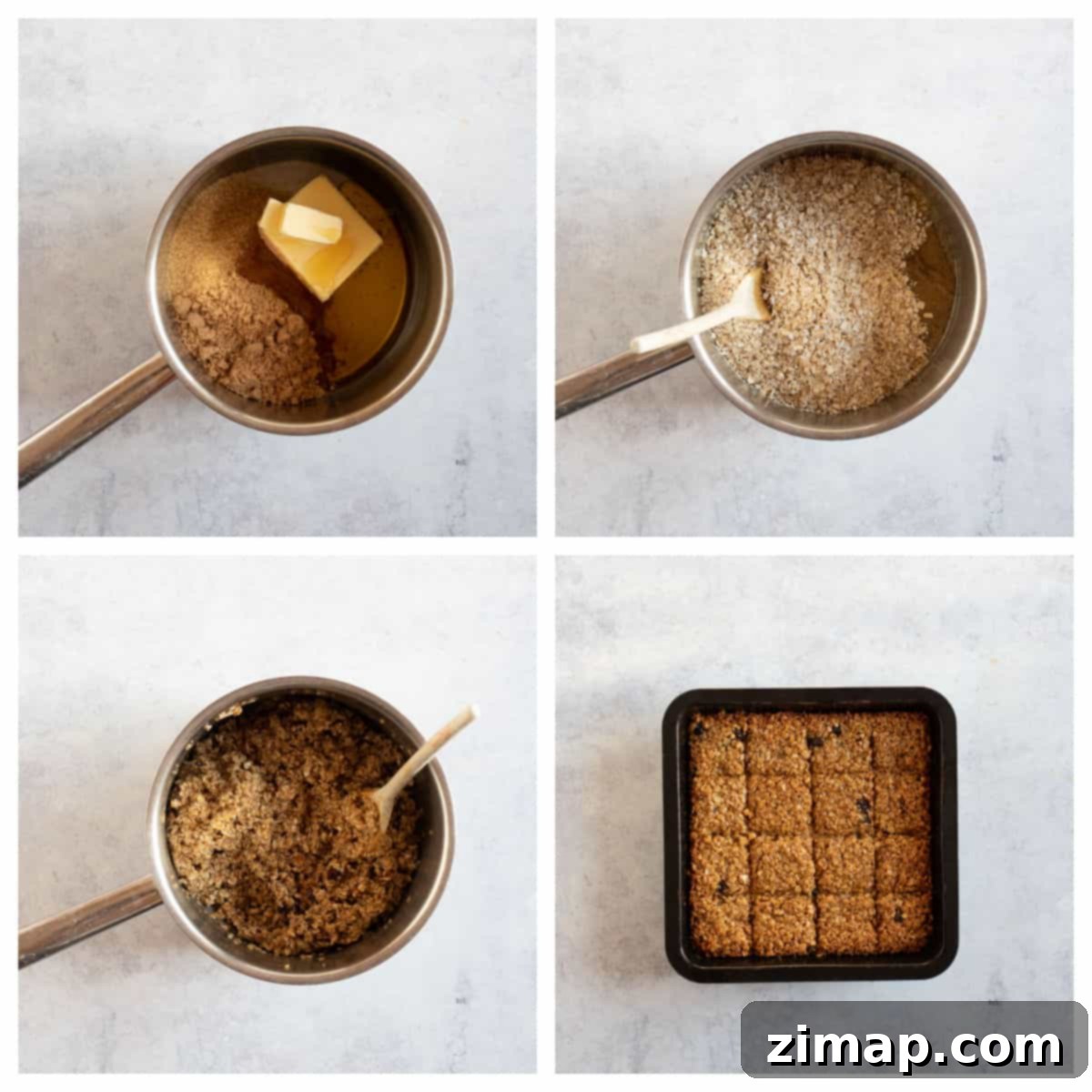 Γρήγορες Μπάρες Βρώμης με Ζουμερά Φρούτα 4 Step by step photo instructions for making mincemeat flapjacks.