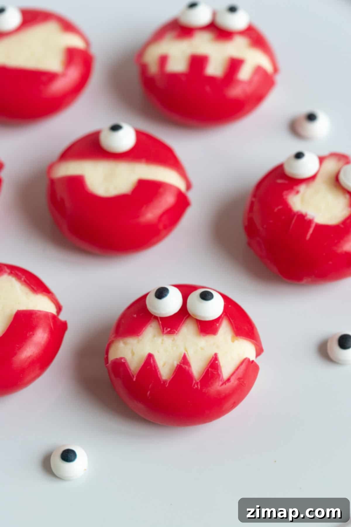 Εύκολα Αποκριάτικα Τερατάκια Babybel 5 Babybel cheese monsters with edible eyes.