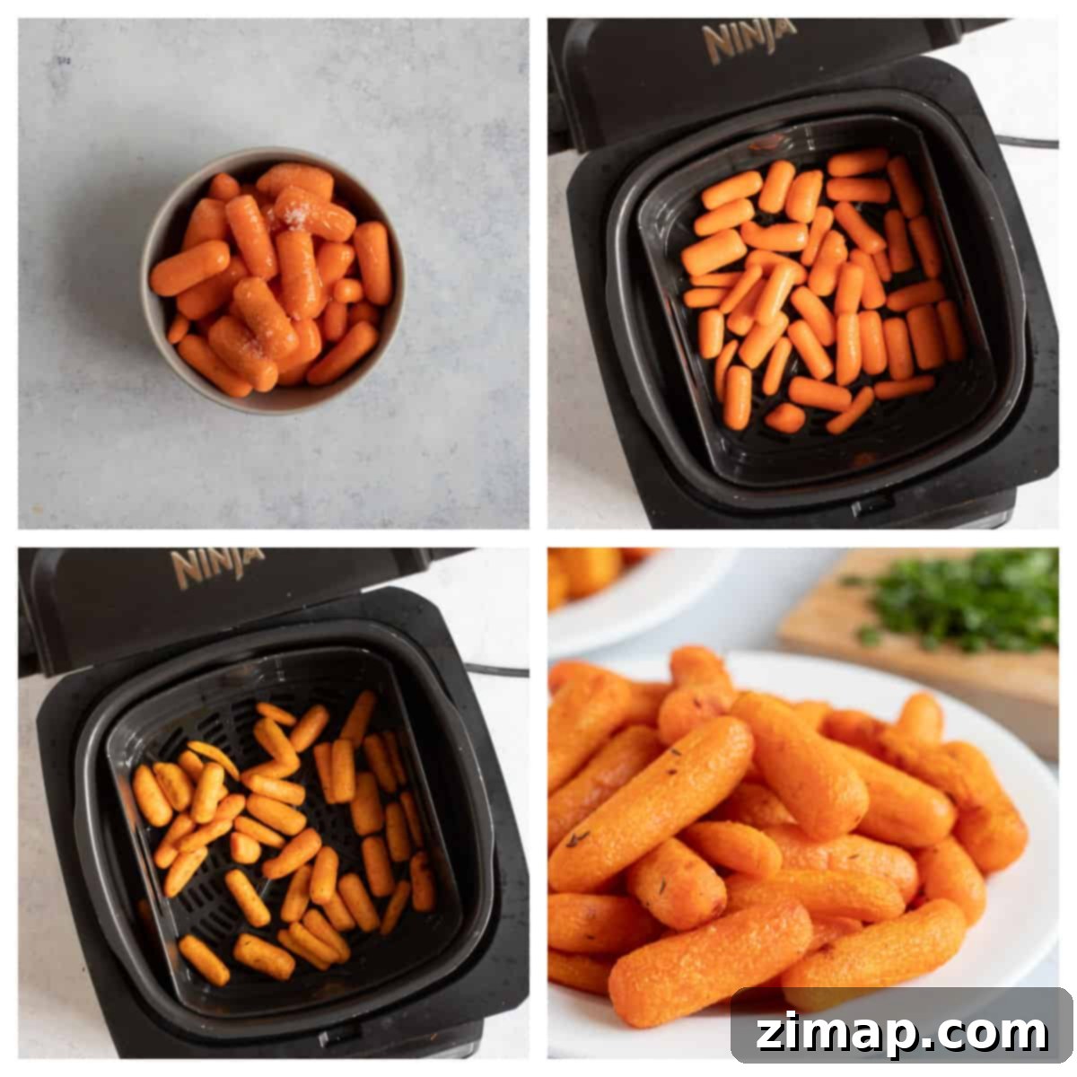 Μελωμένα Ψητά Μωροκαρότα σε Φριτέζα Αέρος 4 Carrots in a Ninja air fryer.