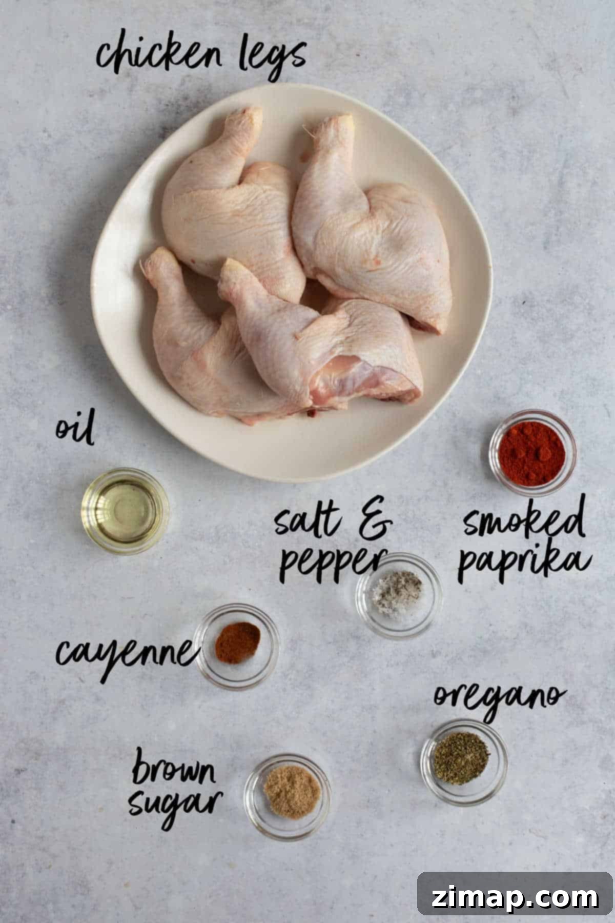 Αερόφρυτα Τραγανά Μπούτια Κοτόπουλου 4 Ingredients for crispy air fryer chicken legs.
