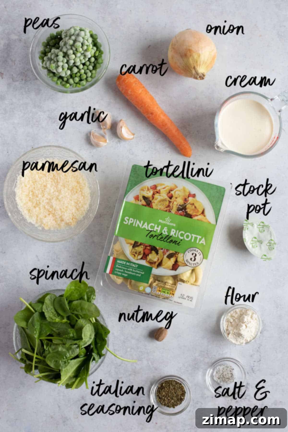 Σούπα Τορτελίνια Αργού Μαγειρέματος 4 Ingredients for slow cooker creamy tortellini soup.