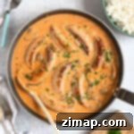 Κρεμώδες Στρογκανόφ Λουκάνικου 13 Στρογκανόφ λουκάνικου.