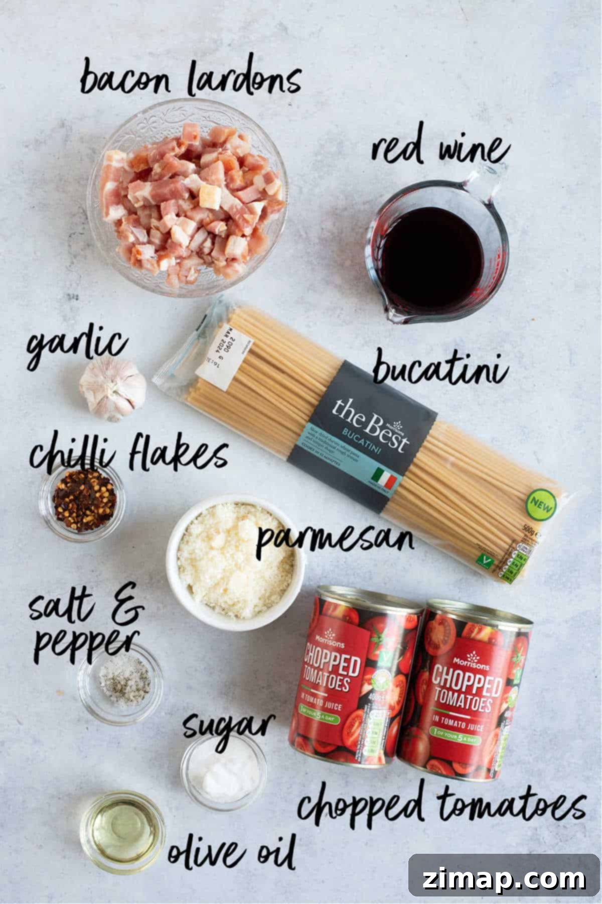 Εύκολο Μπουκατίνι αλ'Αματριτσιάνα 3 Ingredients for Bucatini all'Amatriciana.