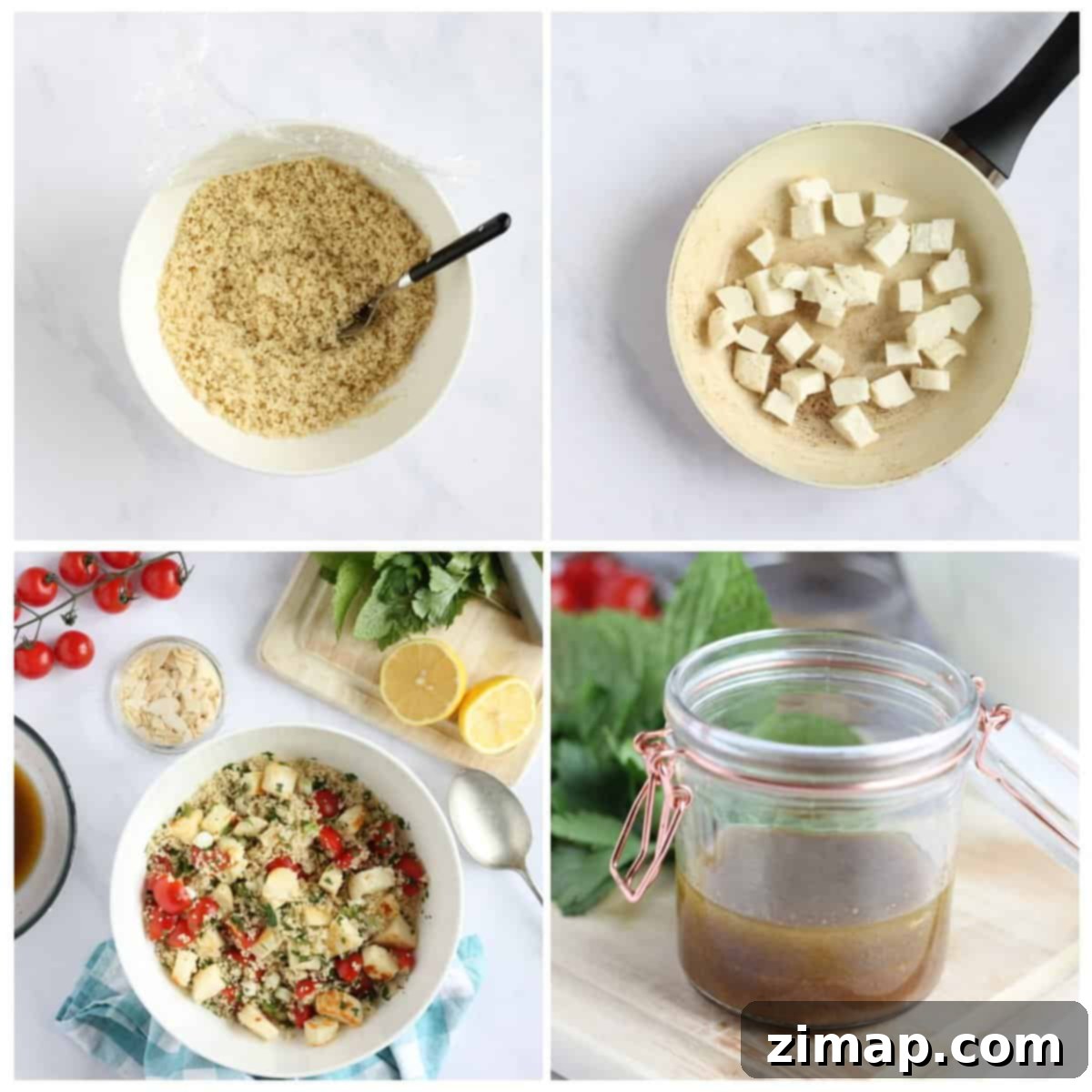 Αρωματική Σαλάτα Χαλούμι με Κους Κους 5 Step by step photo instructions for making halloumi couscous part 2