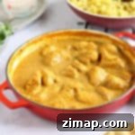 Ήπιο Κάρι Κοτόπουλο για Παιδιά 8 Ένα τηγάνι με ήπιο κάρυ κοτόπουλου.