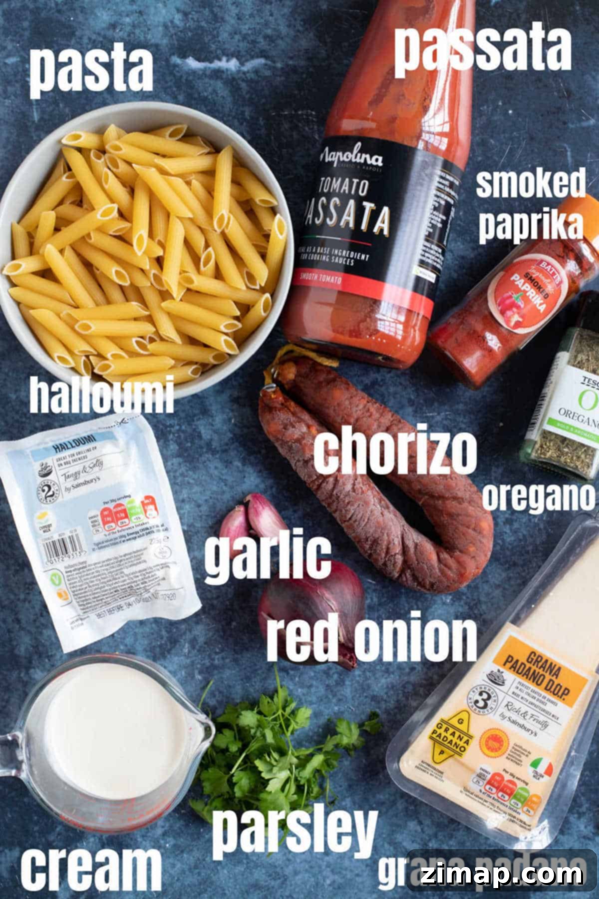 Εύκολα Ζυμαρικά με Χοριζό και Χαλούμι 3 Ingredients for halloumi pasta.