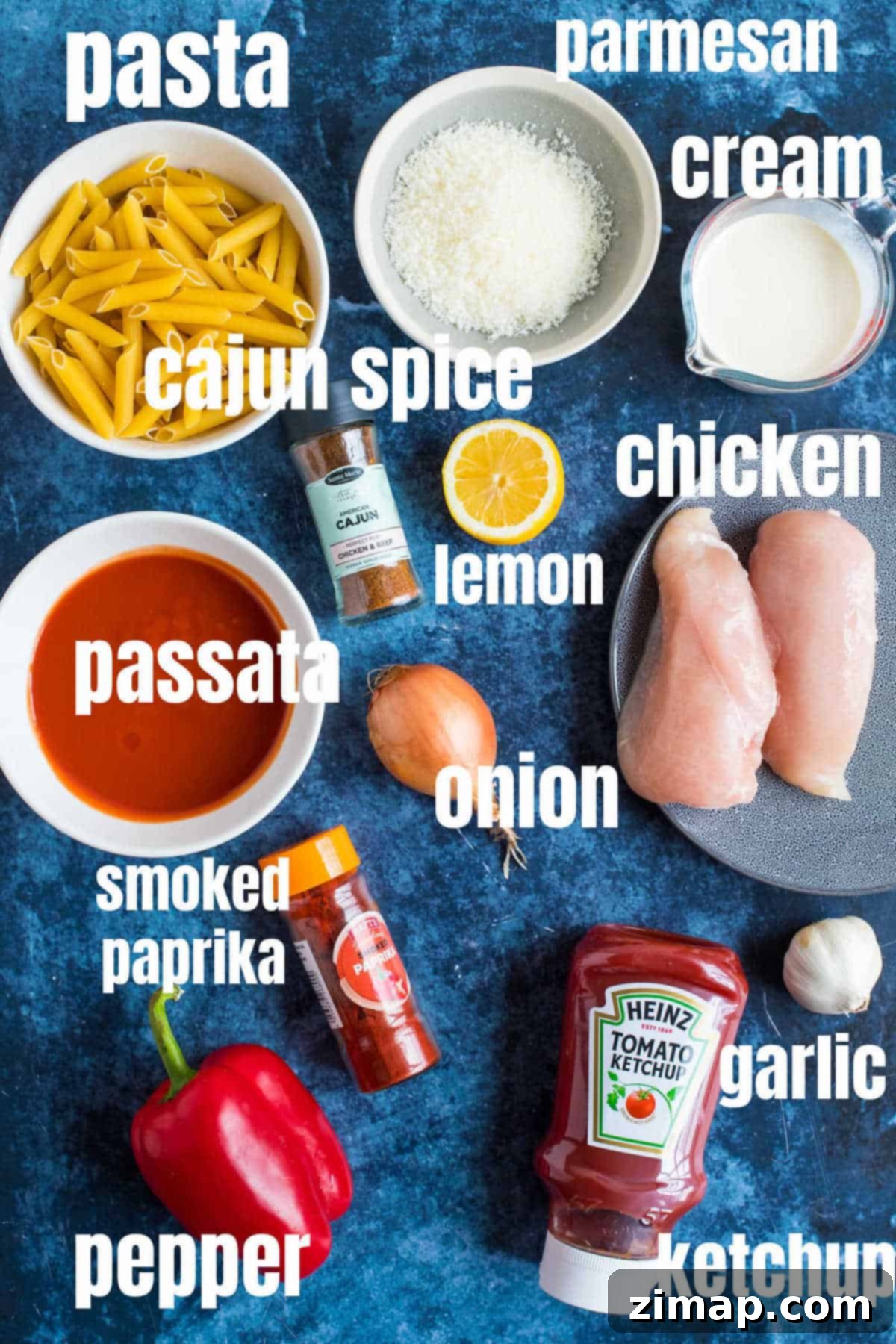 Εύκολα Κατζούν Ζυμαρικά Κοτόπουλου 3 Ingredients for the creamy Cajun chicken pasta.