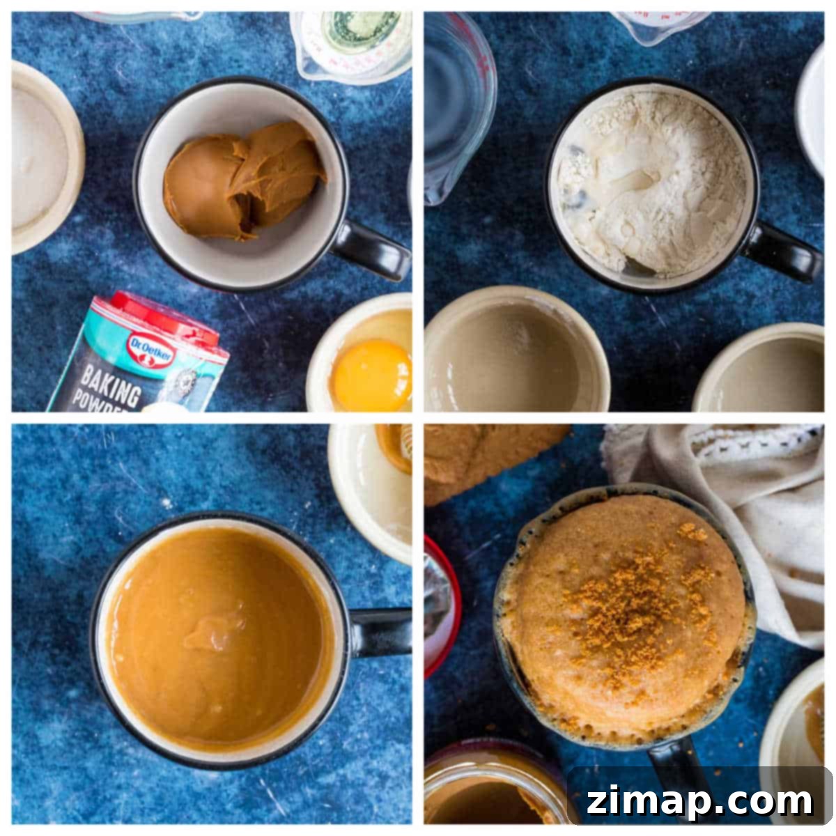 Το Απόλυτο Biscoff Κέικ Κούπας 4 Οδηγίες βήμα προς βήμα με φωτογραφίες για την παρασκευή του mug cake.