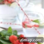 Δροσερό Μοχίτο Φράουλας 4 Ένα ποτήρι φράουλα μοχίτο.