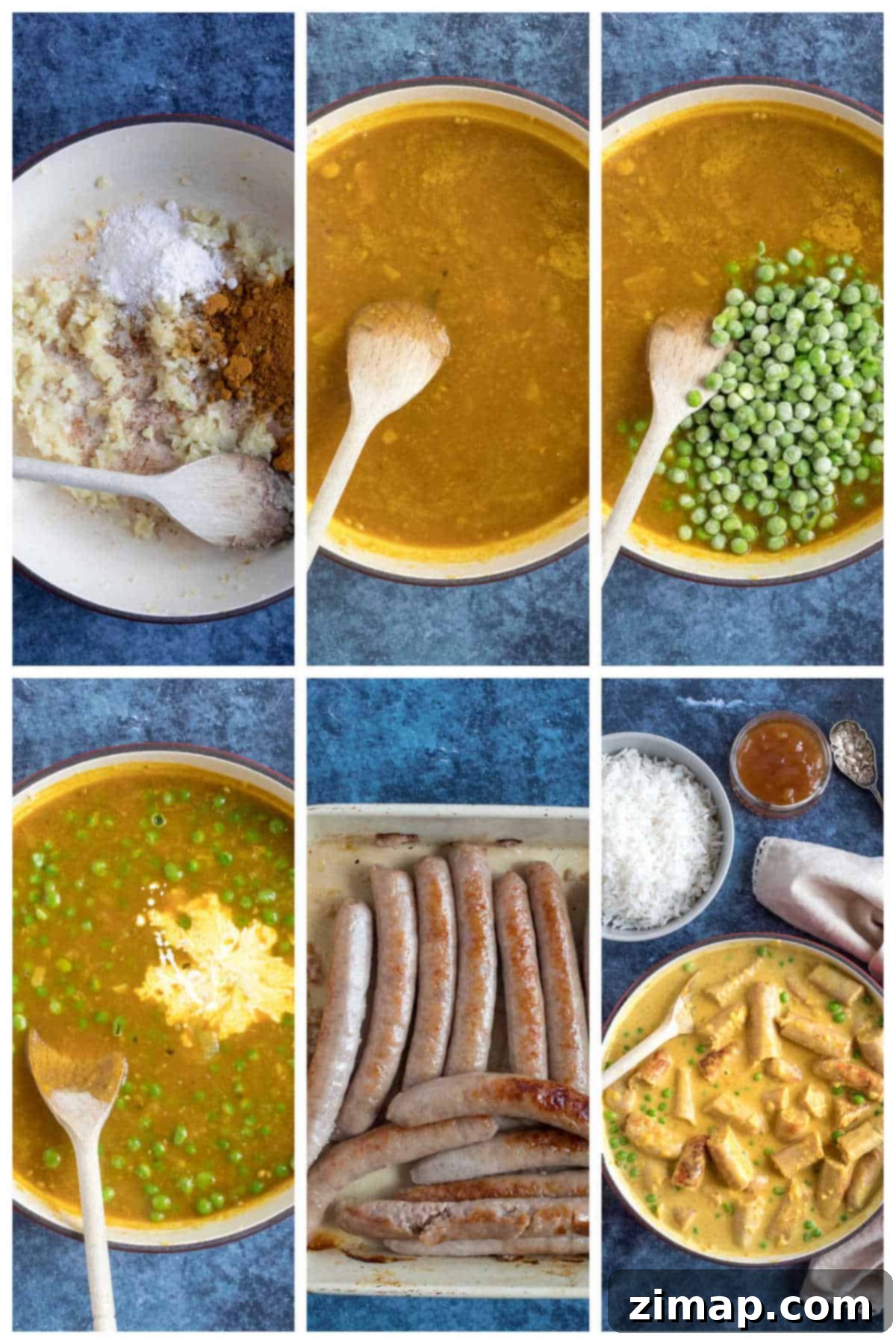 Εύκολο Κάρυ με Λουκάνικα 4 Step by step photo instructions for making sausage curry.