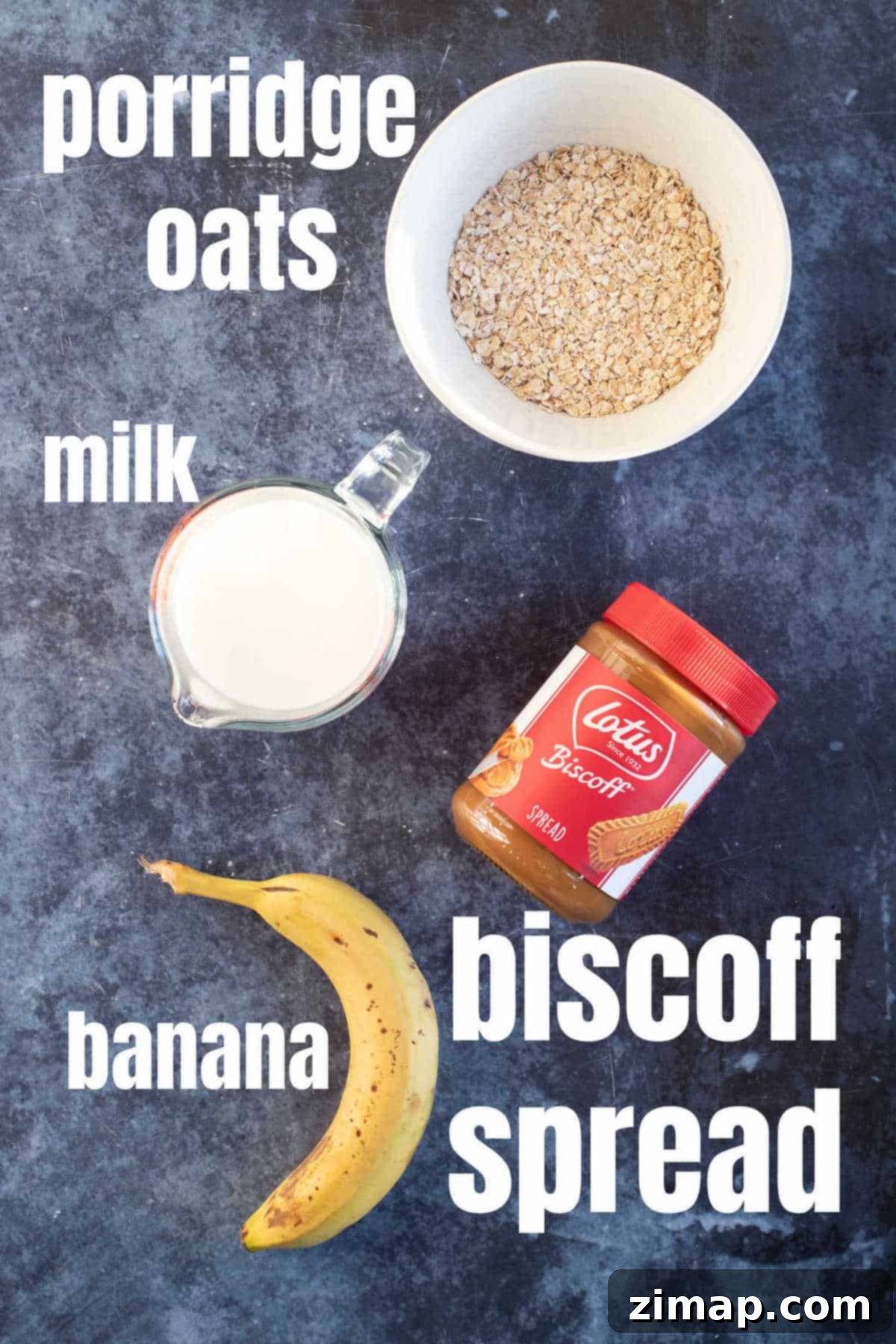Κρέμα Βρώμης Μπισκόφ 3 Ingredients needed for Biscoff porridge (oatmeal).