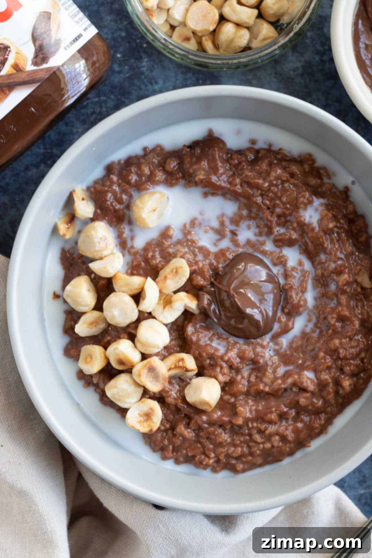 Βελούδινη Βρώμη Νουτέλας 5 Κρεμώδης πόριτζ Nutella με φουντούκια.