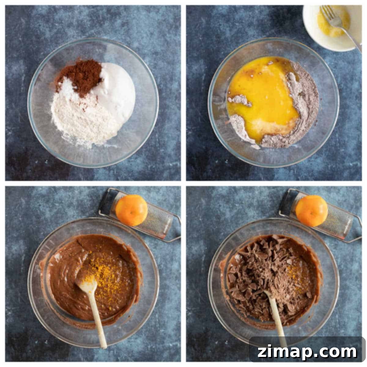 Εύκολα Μάφινς Σοκολατοπορτοκαλένια 4 Step by step photo instructions for making chocolate orange muffins.